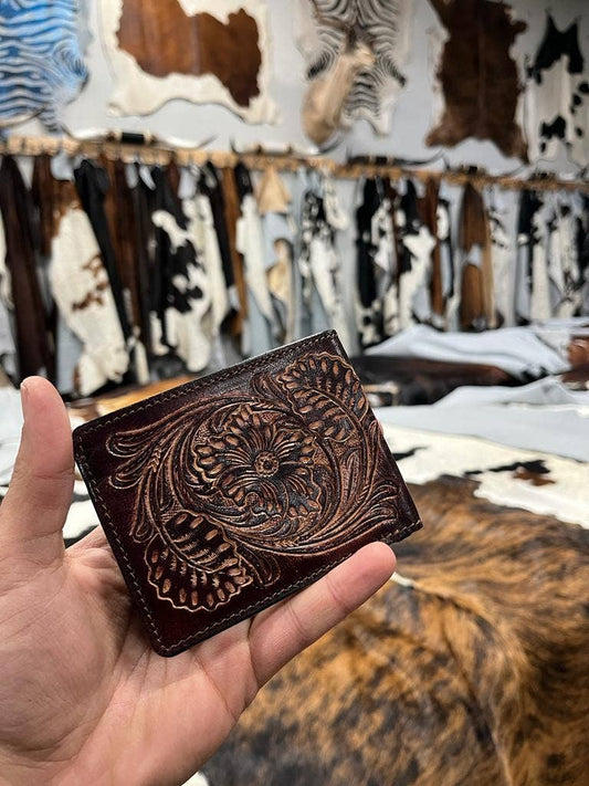 Western Linens - Tooled Leather Mens Wallets