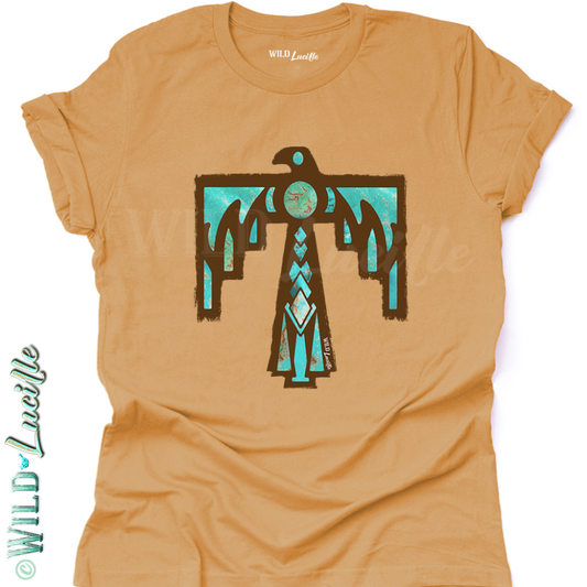 Wild Lucille Apparel - Turquoise Thunderbird - Boho Western Graphic Print Tees