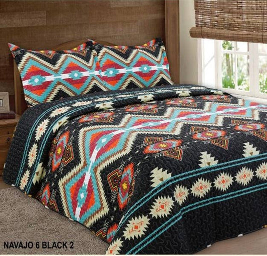 Western Linens - Mountain Black Navajo 3pc Bedspread Set
