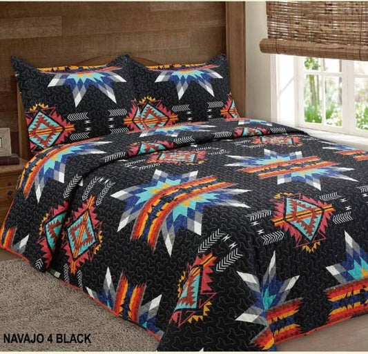 Western Linens - Black Navajo 3pc Bedspread Set