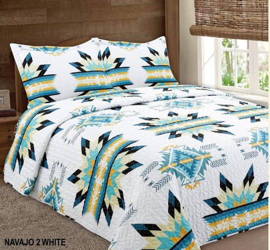 Western Linens - White Navajo 3pc Bedspread Set