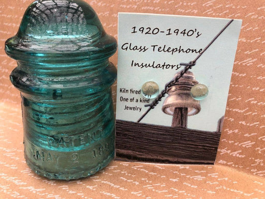 Peppermint Charms - Vintage Telephone Insulators sterling silver stud earrings