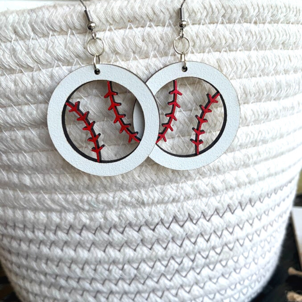 Harp and Timbrel - Baseball / Softball Dangle Earring